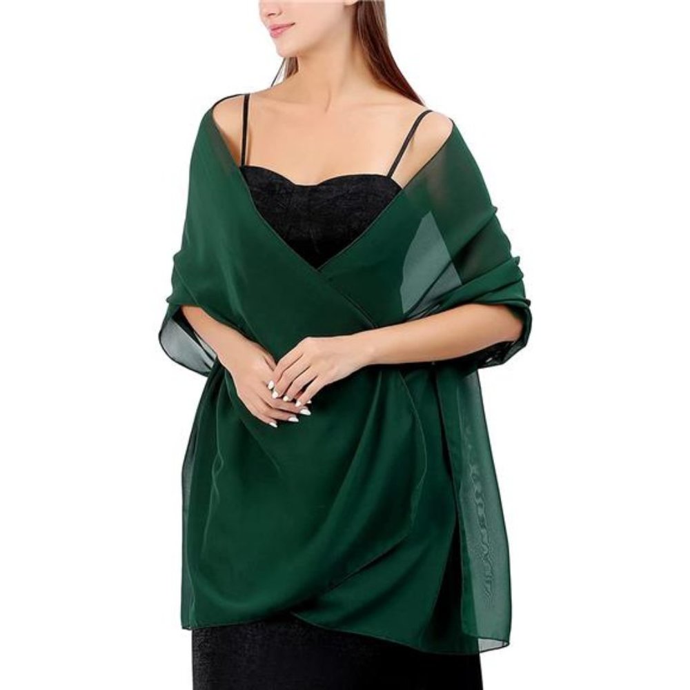 Women S24 Chiffon Shawls Wraps Green